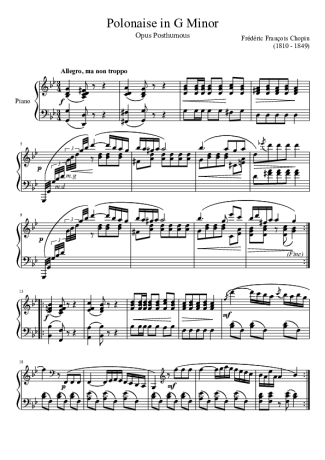 Chopin Polonaise score for Piano