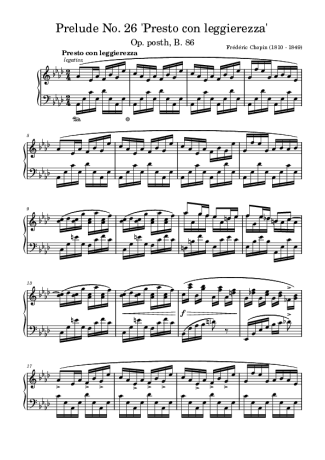 Chopin Prelude In Ab Major B.86 score for Piano