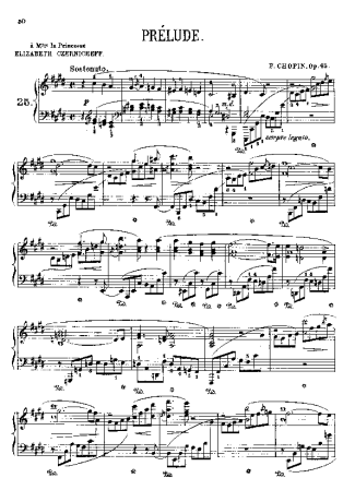 Chopin Prelude In C# Minor Op.45 score for Piano