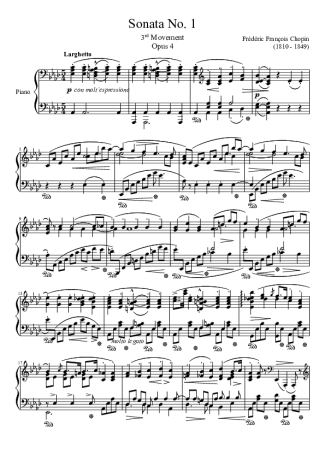 Chopin Sonata No. 1 3rd Movement score for Piano