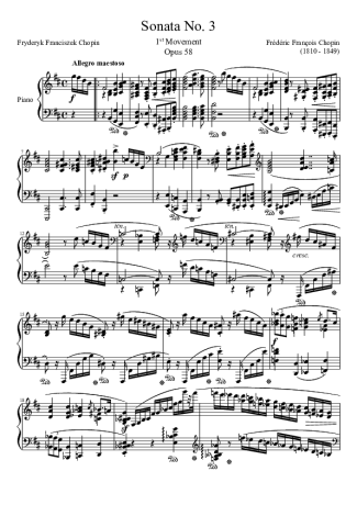 Chopin Sonata No. 3 1st Movement score for Piano