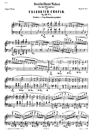 Chopin Waltzes Op.34 score for Piano