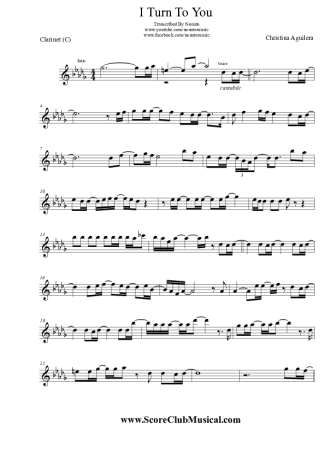 Christina Aguilera  score for Clarinet (C)