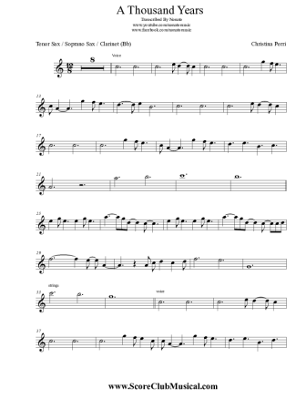 Christina Perri  score for Tenor Saxophone Soprano (Bb)