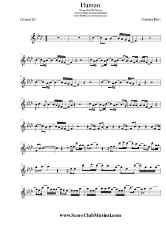 Christina Perri Human score for Clarinet (C)
