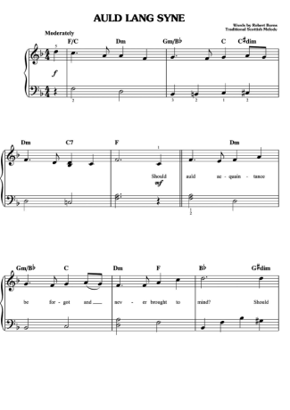 Christmas Songs (Temas Natalinos) Auld Lang Syne score for Piano