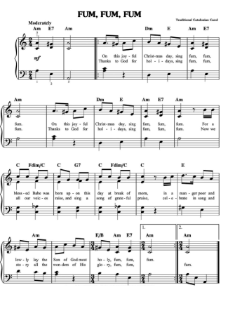 Christmas Songs (Temas Natalinos) Fum Fum Fum score for Piano