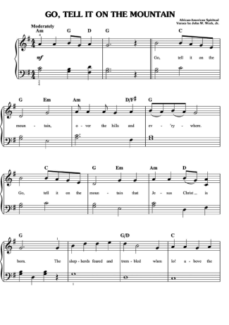 Christmas Songs (Temas Natalinos) Go Tell It On The Mountain score for Piano