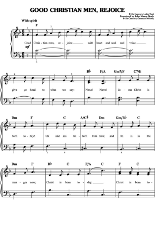 Christmas Songs (Temas Natalinos) Good Christian Men Rejoice score for Piano