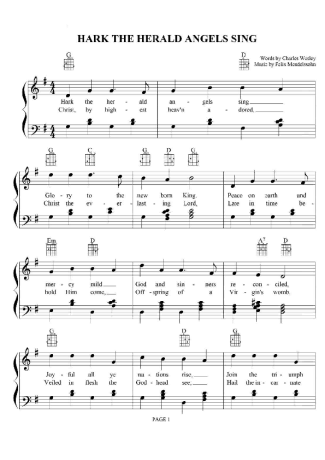 Christmas Songs (Temas Natalinos) Hark The Herald Angels Sing score for Piano