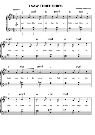 Christmas Songs (Temas Natalinos) I Saw Three Ships score for Piano