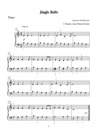 Christmas Songs (Temas Natalinos) Jingle Bells score for Piano