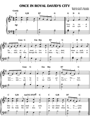 Christmas Songs (Temas Natalinos) Once In Royal David S City score for Piano