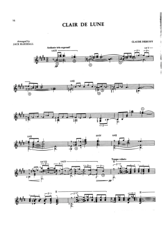 Claude Debussy Clair De Lune score for Acoustic Guitar