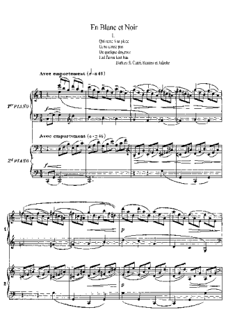 Claude Debussy En Blanc Et Noir score for Piano