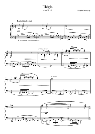 Claude Debussy Élégie score for Piano