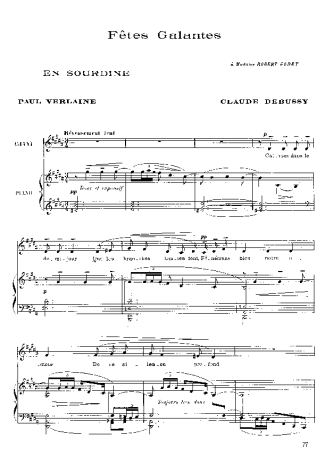 Claude Debussy Fêtes Galantes 1er Recueil score for Piano