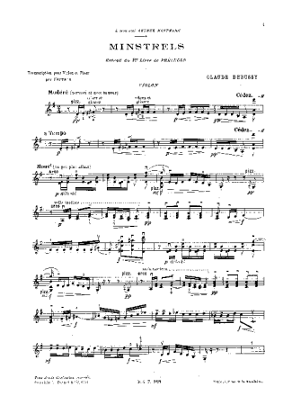 Claude Debussy  score for Violin