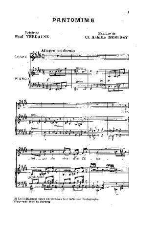 Claude Debussy Pantomime score for Piano
