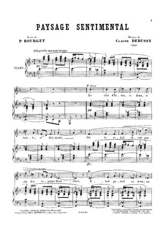 Claude Debussy Paysage Sentimental score for Piano