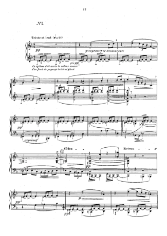 Claude Debussy Prelude VI Des Pas Sur La Neige score for Piano