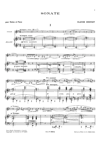 Claude Debussy Violin Sonata score for Piano