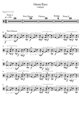 Coldplay  score for Drums