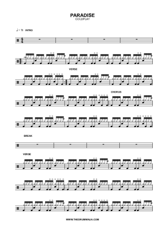 Coldplay Paradise score for Drums