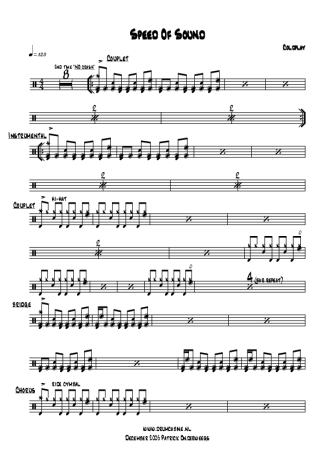 Coldplay Speed Of Sound score for Drums