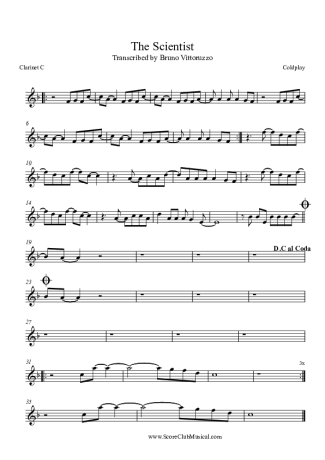 Coldplay The Scientist score for Clarinet (C)