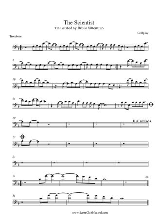 Coldplay The Scientist score for Trombone