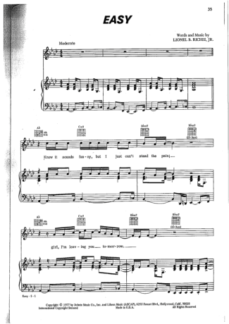Commodores Easy score for Piano