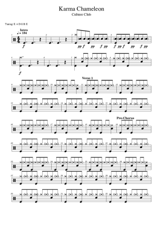 Culture Club  score for Drums