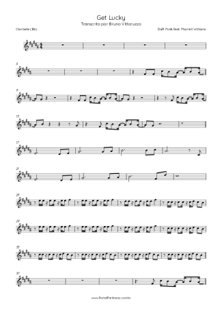 Daft Punk Get Lucky (feat. Pharrell Williams and Nile Rodgers) score for Clarinet (Bb)