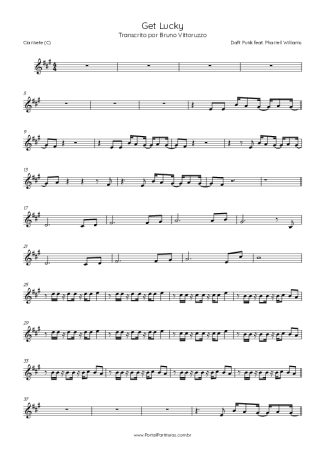 Daft Punk Get Lucky (feat. Pharrell Williams and Nile Rodgers) score for Clarinet (C)