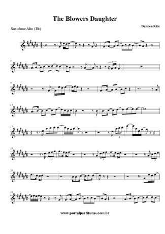 Damien Rice  score for Alto Saxophone