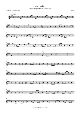 Daniel Mercedita (feat. Perla) score for Tenor Saxophone Soprano (Bb)