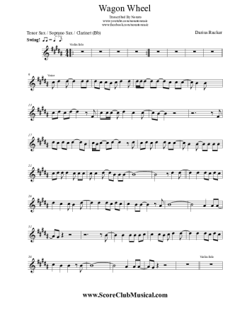 Darius Rucker Wagon Wheel score for Clarinet (Bb)