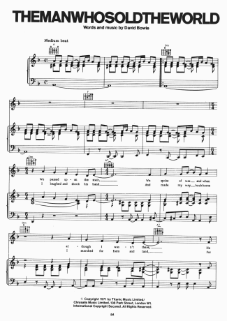 David Bowie  score for Piano