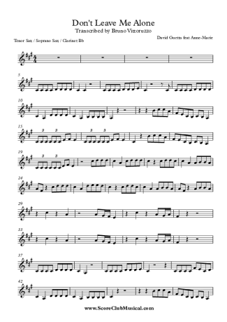 David Guetta feat Anne-Marie  score for Tenor Saxophone Soprano (Bb)