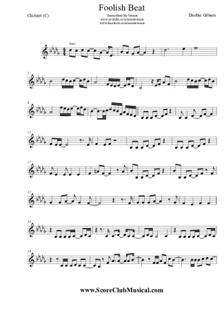 Debbie Gibson Foolish Beat score for Clarinet (C)
