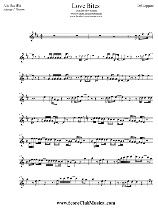 Def Leppard  score for Alto Saxophone