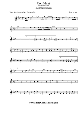 Demi Lovato Confident score for Tenor Saxophone Soprano (Bb)