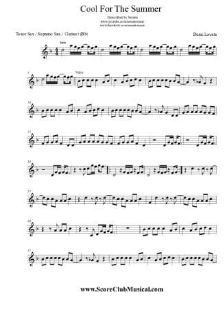 Demi Lovato  score for Tenor Saxophone Soprano (Bb)