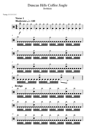 Dethklok Duncan Hills Coffee Jingle score for Drums