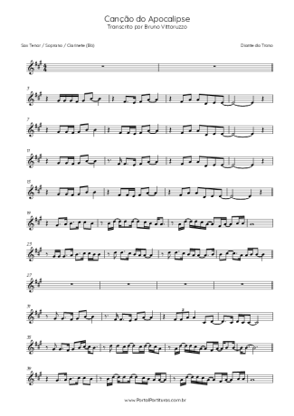 Diante do Trono  score for Tenor Saxophone Soprano (Bb)