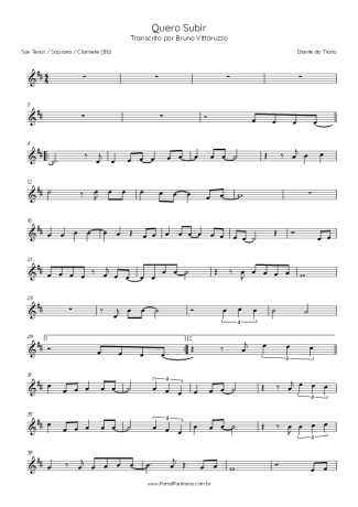 Diante do Trono  score for Tenor Saxophone Soprano (Bb)
