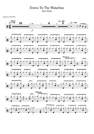 Dire Straits Down To The Waterline score for Drums