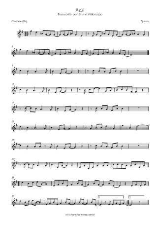 Djavan  score for Clarinet (Bb)