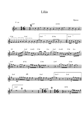 Djavan Lilás score for Tenor Saxophone Soprano (Bb)